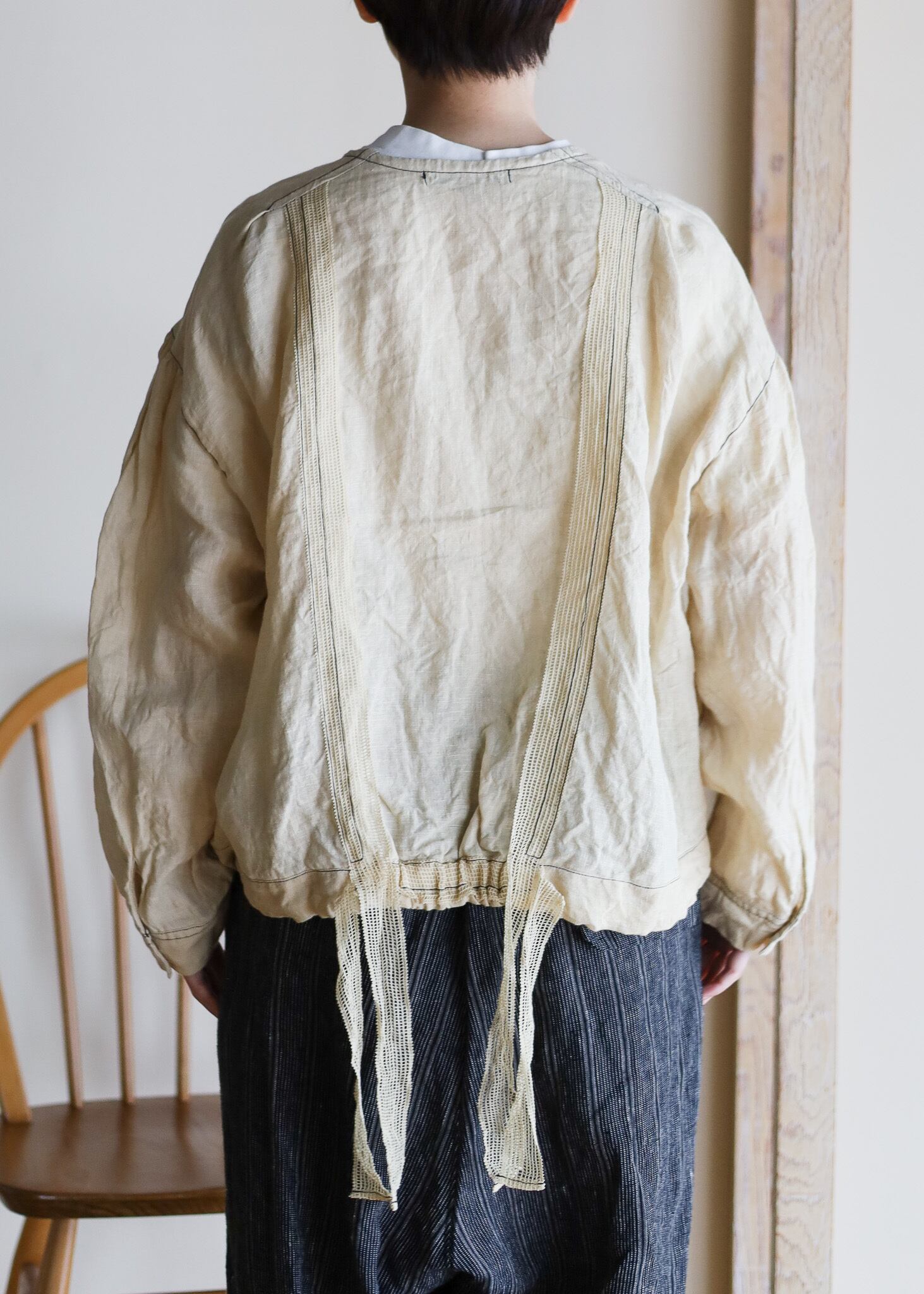 Vlas Blomme Washed Light Linen ワイドシャツ