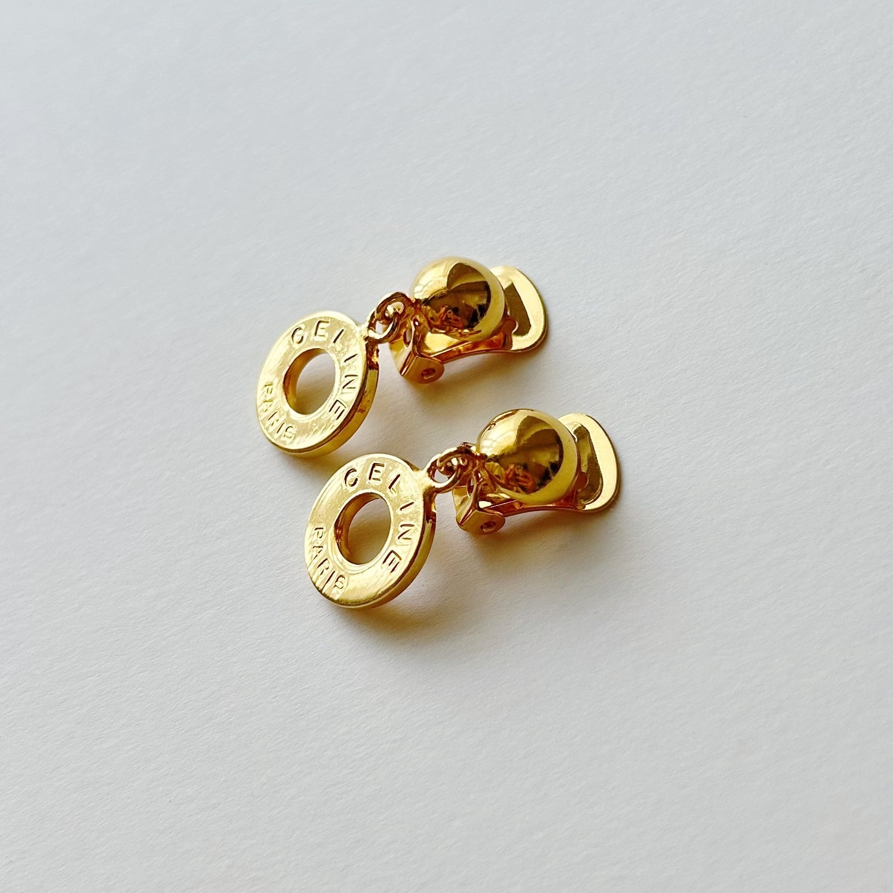 CE7103】CELINE swing circle logo earrings/セリーヌ/イヤリング