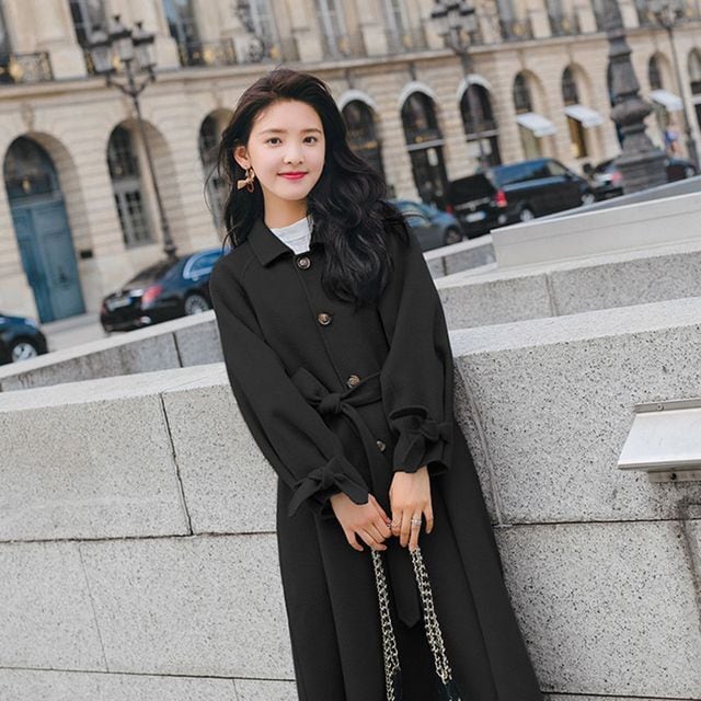 予約販売】チェスターコート レディース 無地 ロング丈 ブルー