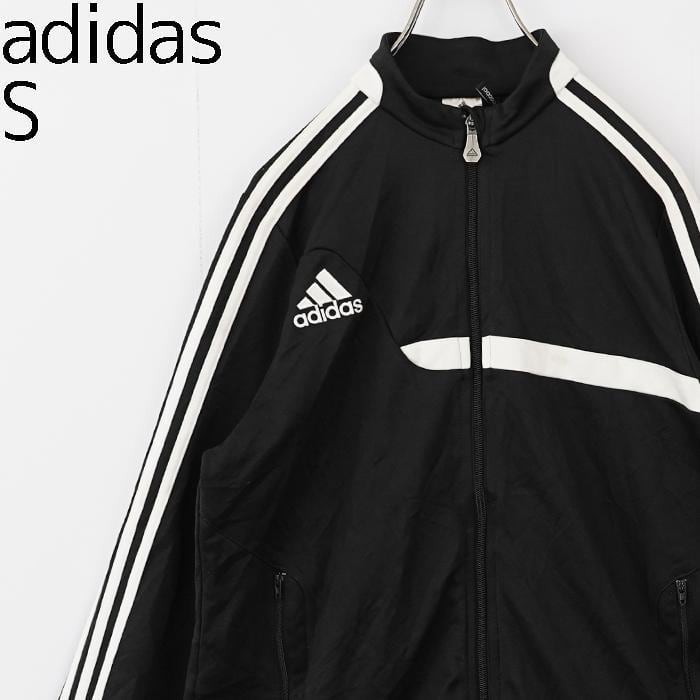 adidas アディダス トラックジャケット ロゴ刺繍 ライン 黒 ブラック 