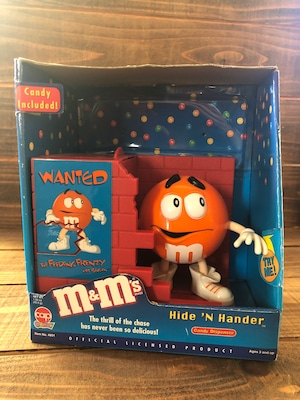 m&m's Candy Dispenser Hide'N Hander/エムアンドエム chocolate ディスペンサー wanted オレンジ 90s