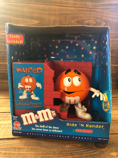 m&m's Candy Dispenser Hide'N Hander/エムアンドエム chocolate ディスペンサー wanted オレンジ 90s