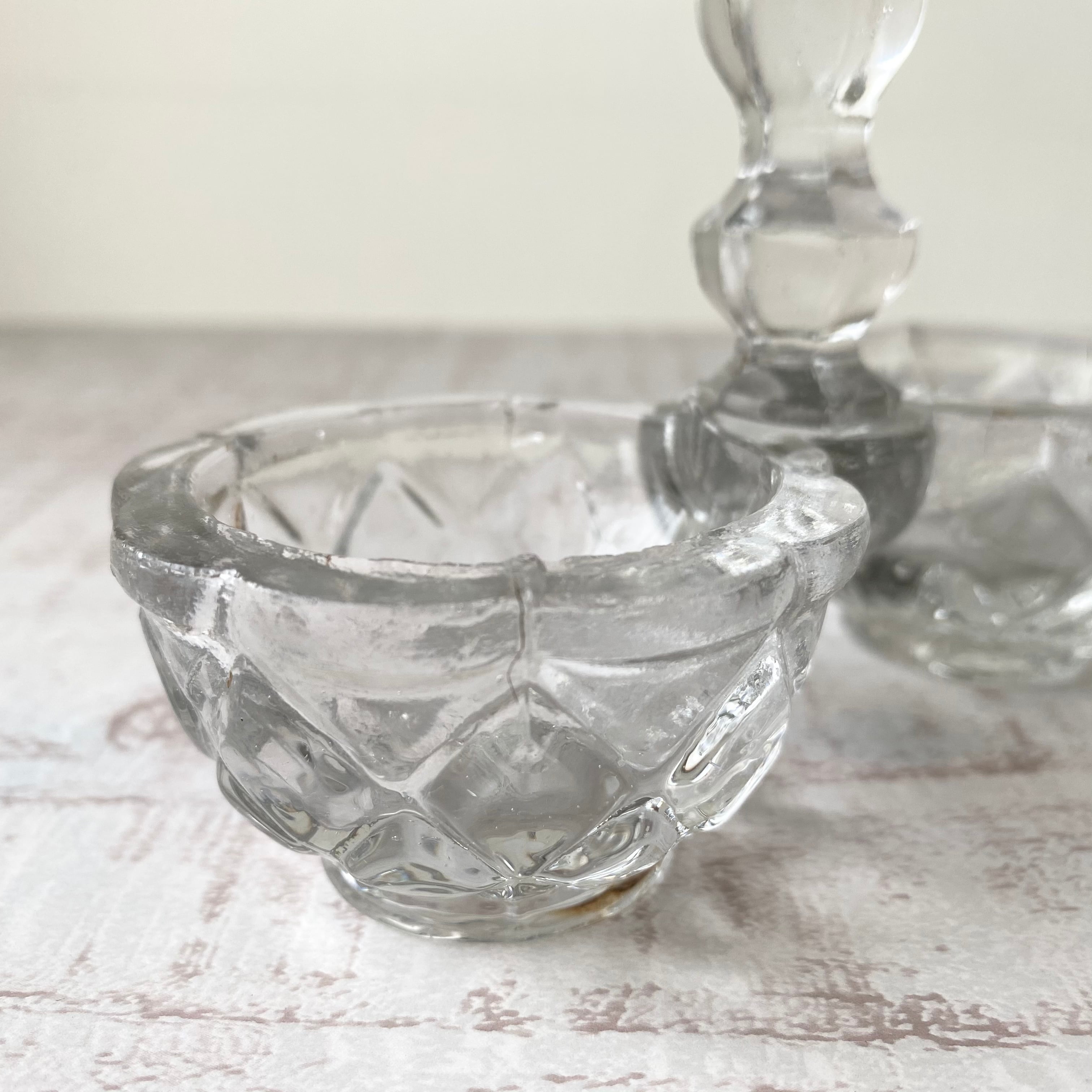 France プレスガラス・塩胡椒入れ (clear) / uv0143 | Petit Musée