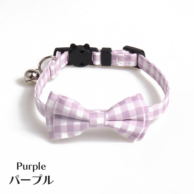 猫用 首輪 おしゃれ かわいい リボン ギンガム チェック 鈴 セーフティ