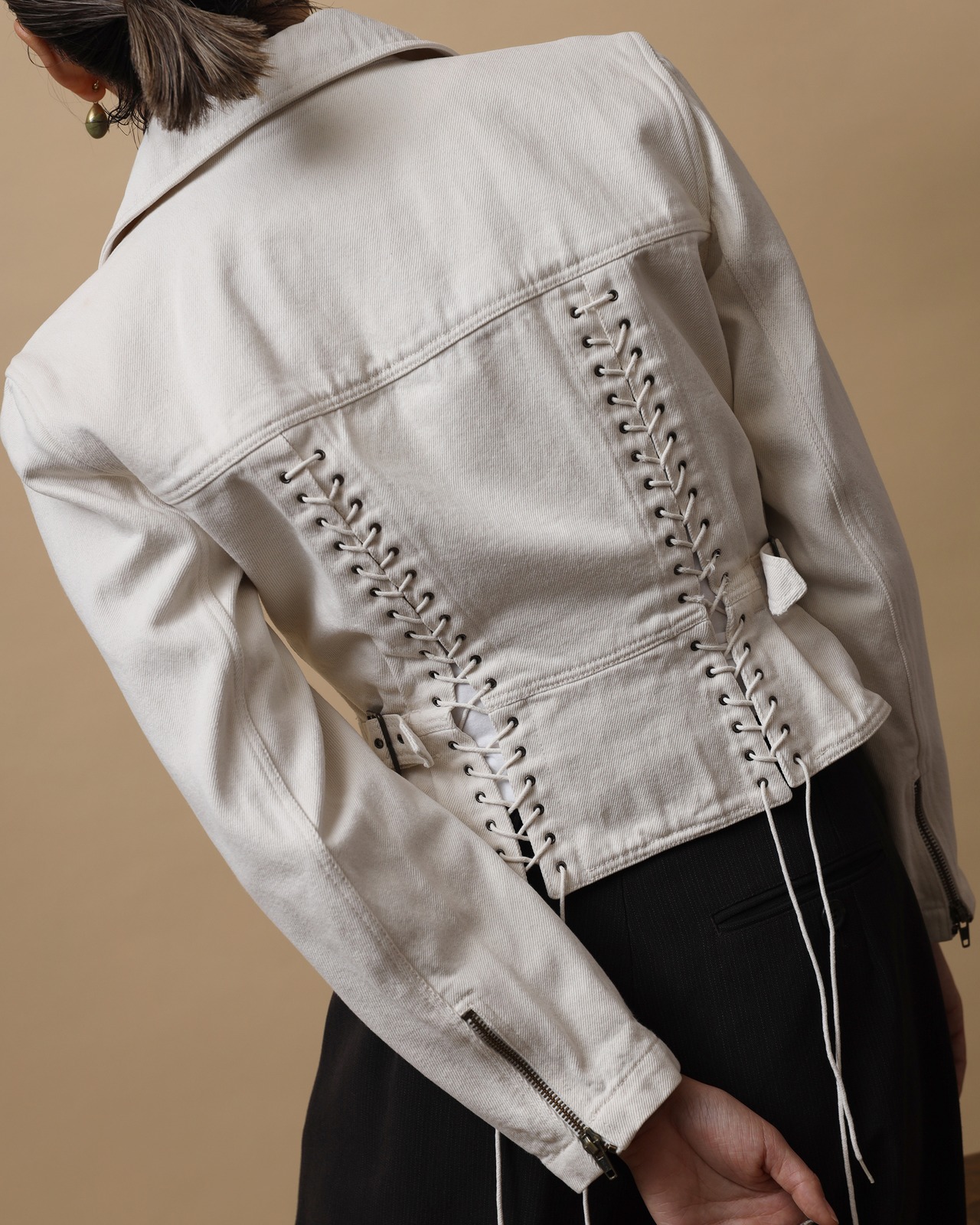 1990's Alaia / Lace Up Riders Jacket