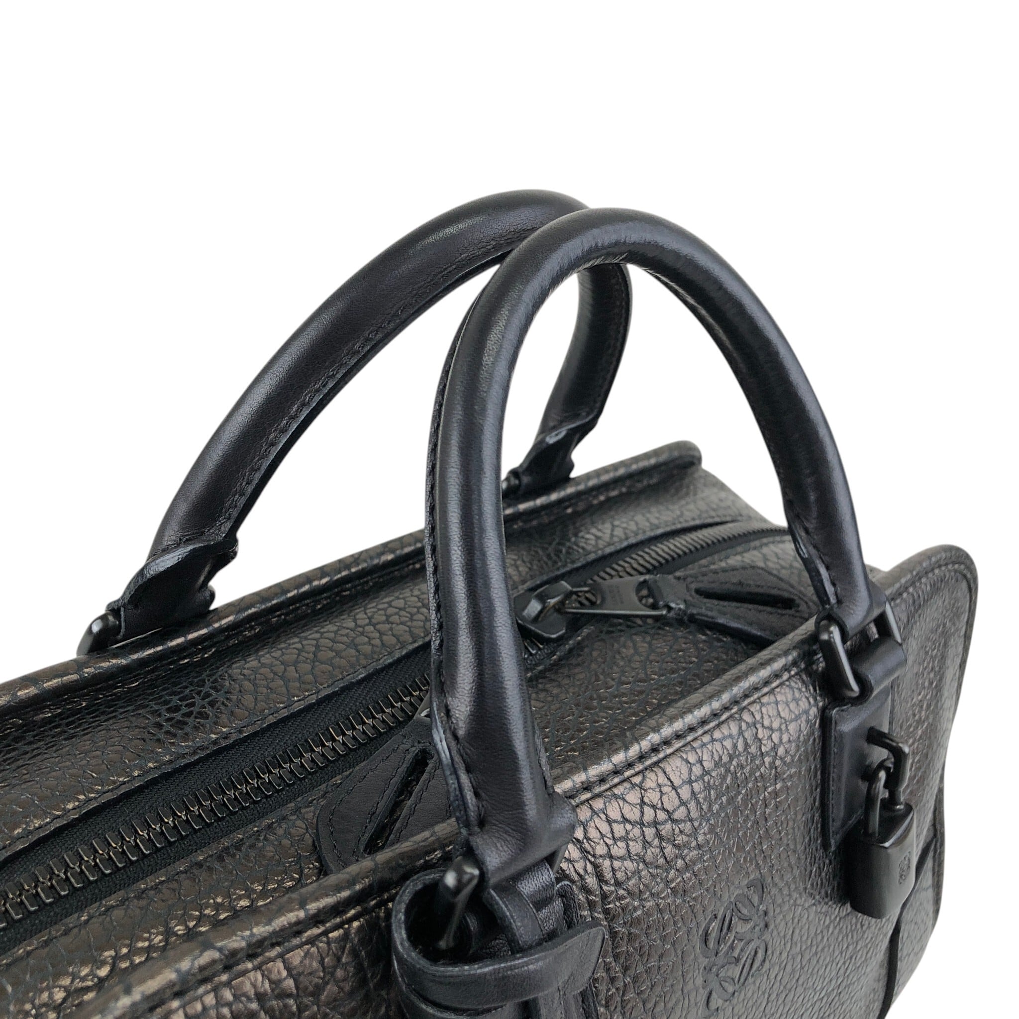 良品　ロエベ　アマソナ40 ミニボストン　ハンドバッグ　ブラック　y2k 00s LOEWE ロエベ ハンドバッグ ブラック アナグラム レザー アマソナ ミニ