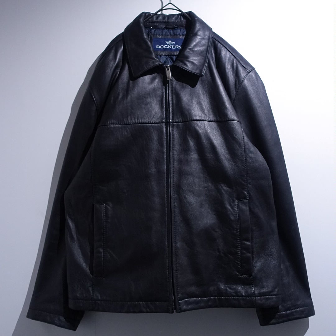 90s〜00s “DOCKERS” Black Swing Top Leather Jacket