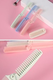 harukita 櫛 折りたたみ コーム ダブルヘアブラシ ヘアブラシ 双頭 静電気防止 軽量 旅行 携帯用 4色 4個セット