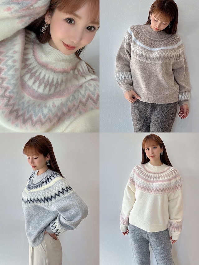もちふわノルディック柄 knit プルオーバー ¥7,200+tax