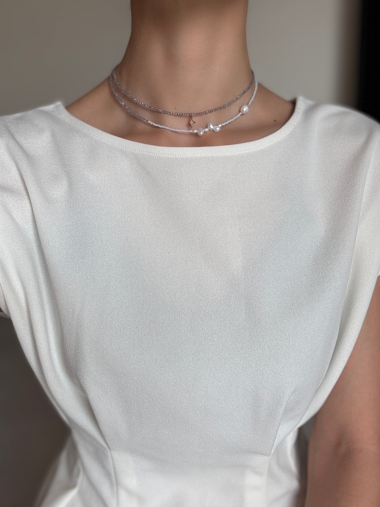 ［3type］clear blue  beads necklace［BZN23］