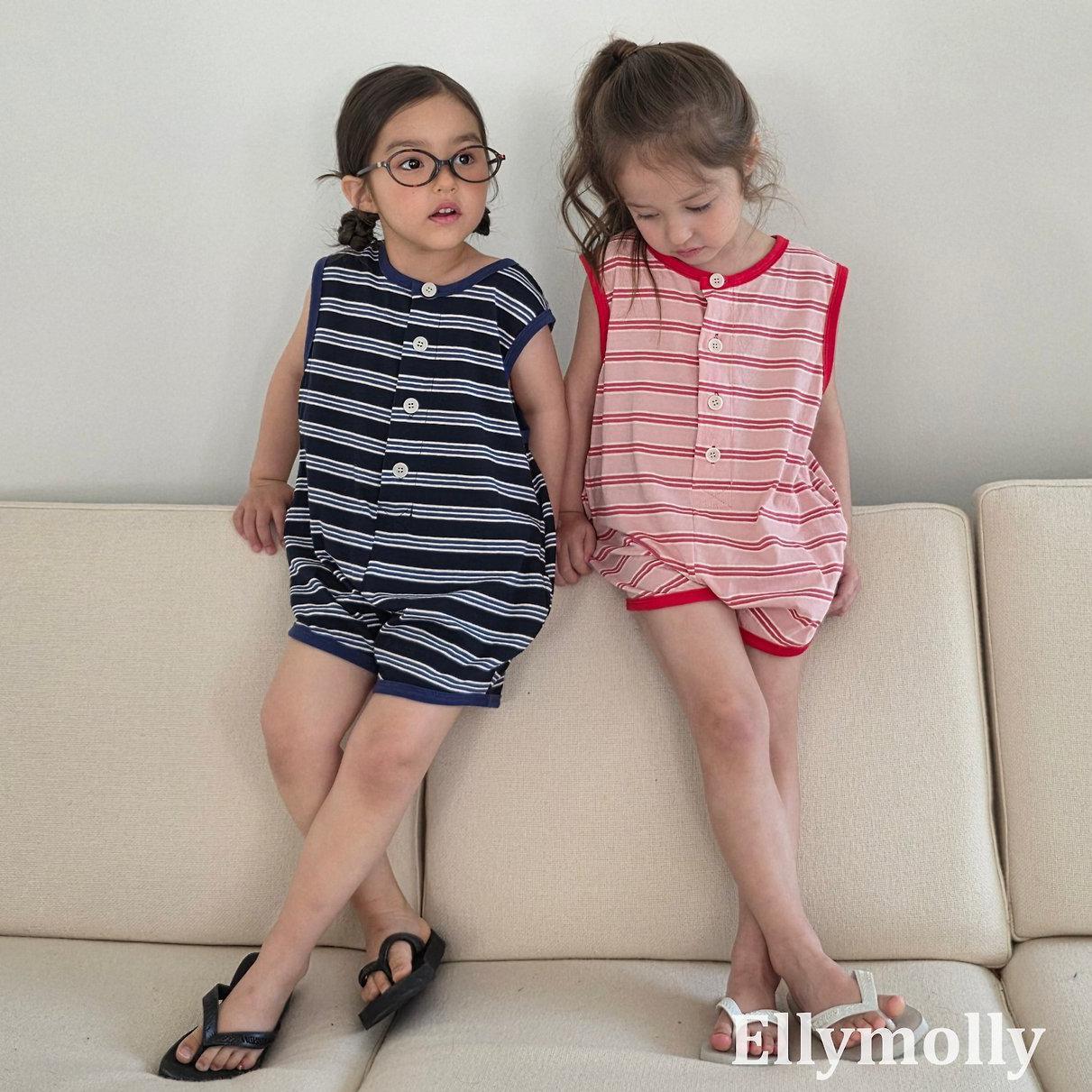 «予約»«ジュニアサイズあり»«elly molly» ボーダーオーバーオール 2colors