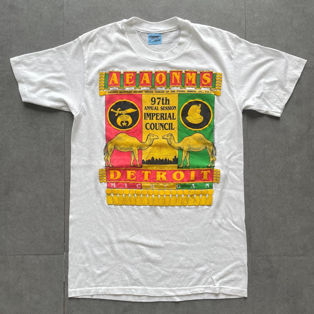 GF737 80s Tシャツ エジプト アラビア ラクダ ピラミッド 遺跡 3D