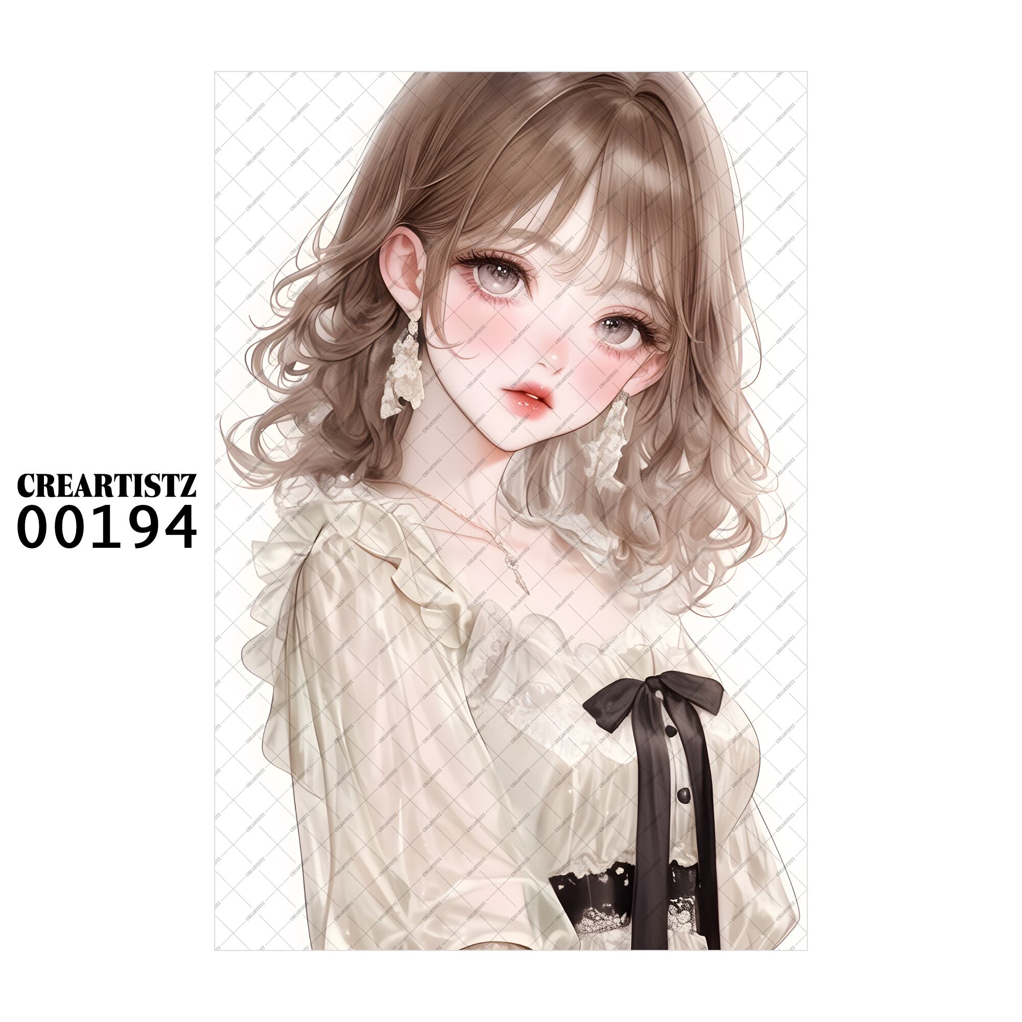 00194 ガール キュート オリジナル ペーパー/ステッカー 4枚セット CREARTISTZ