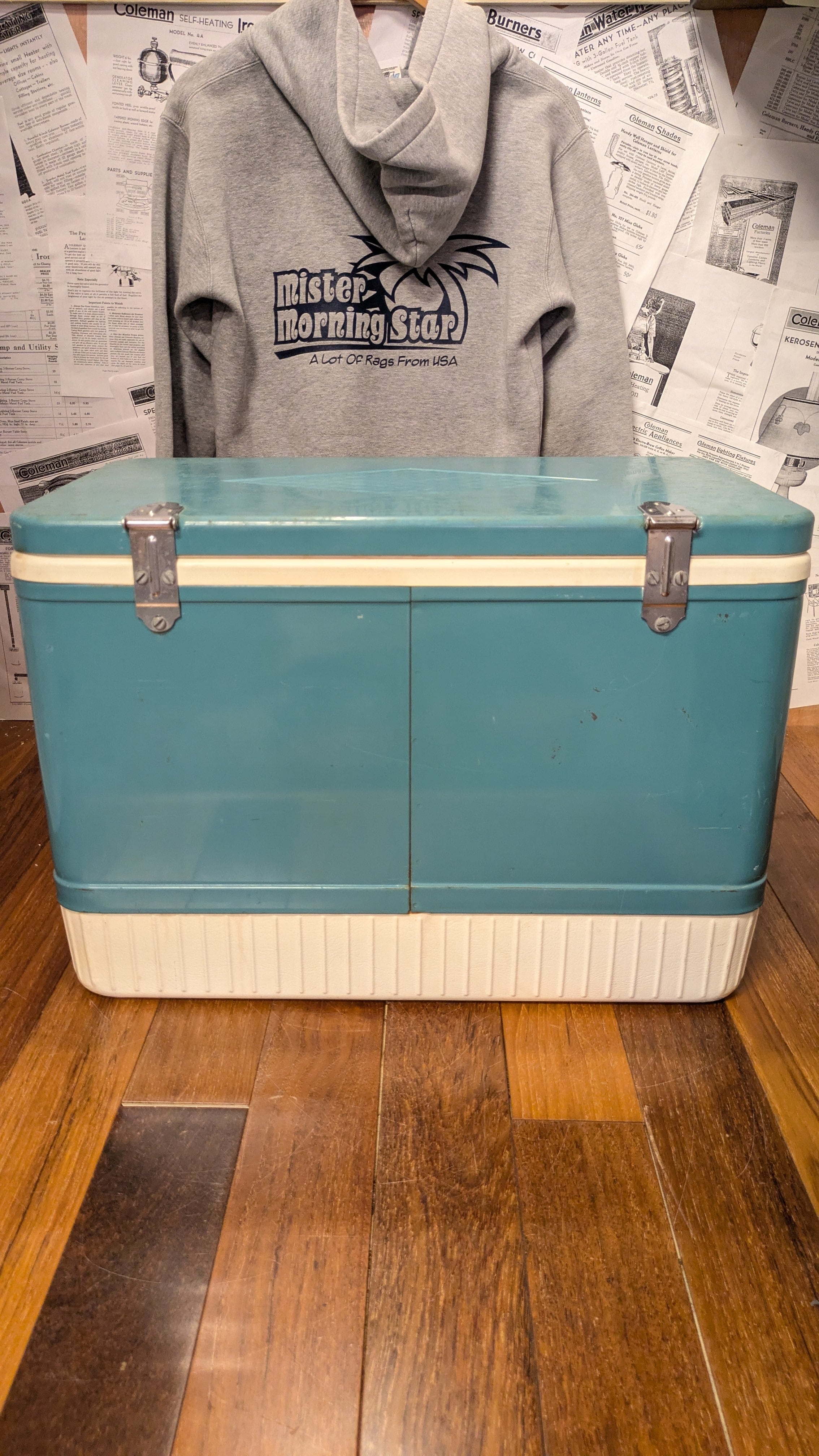 Vintage Coleman CoolerBox DiamondLogo SteelBelt Blue ビンテージ