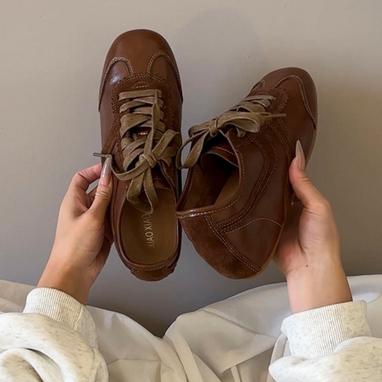 レースアップ ローカットスニーカー 2color W10425