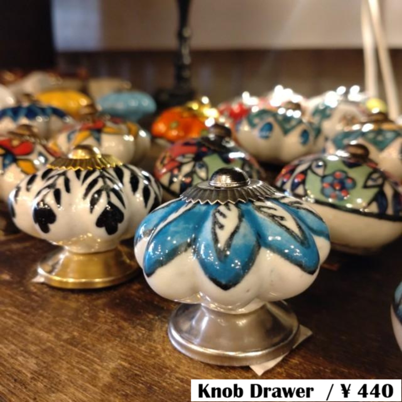 India Blue Pottery Knob Drawer Pull Handle 8Type in Total Pottery