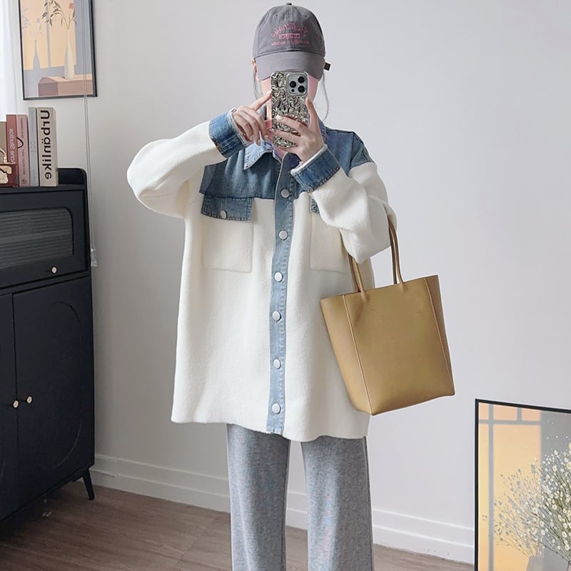 【outer】デニムドッキングカーディガン Q6511