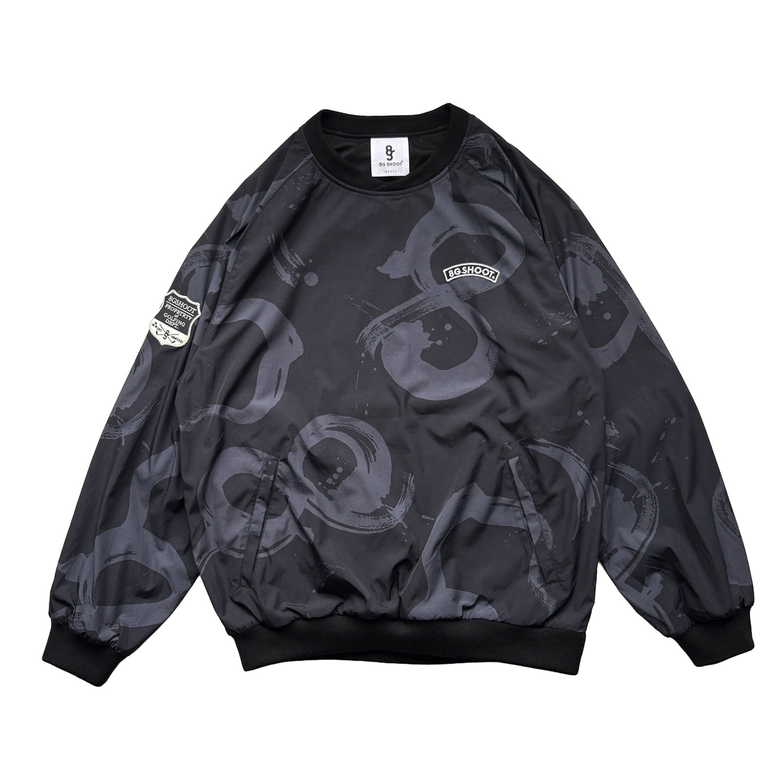 CALLIGRAPHY PATTERN NYLON L/S PISTE -BLACK-