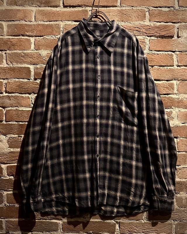 【Caka act3】“BOSS HUGO BOSS” Monotone Loose L/S Check Shirt