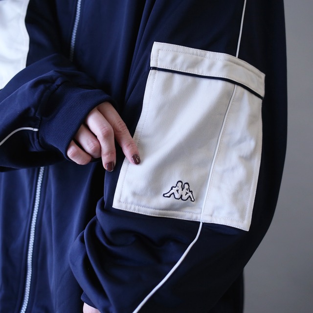 "Kappa" gimmick sleeve patchwork design  XXL over silhouette track jacket