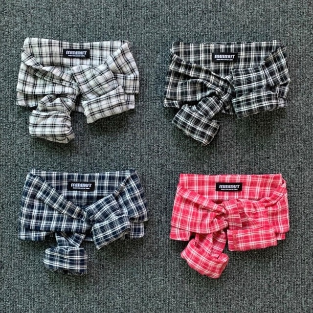 【即納】 Mini Me Classic Check Shirt Skirt〈4color〉 / mininut　韓国犬服
