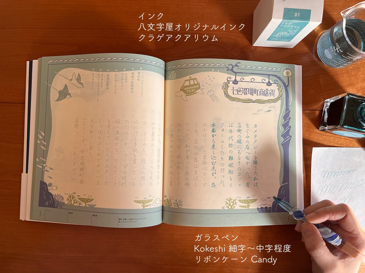 ガラスペンでなぞる ツキアカリ商店街 | 九ポ堂