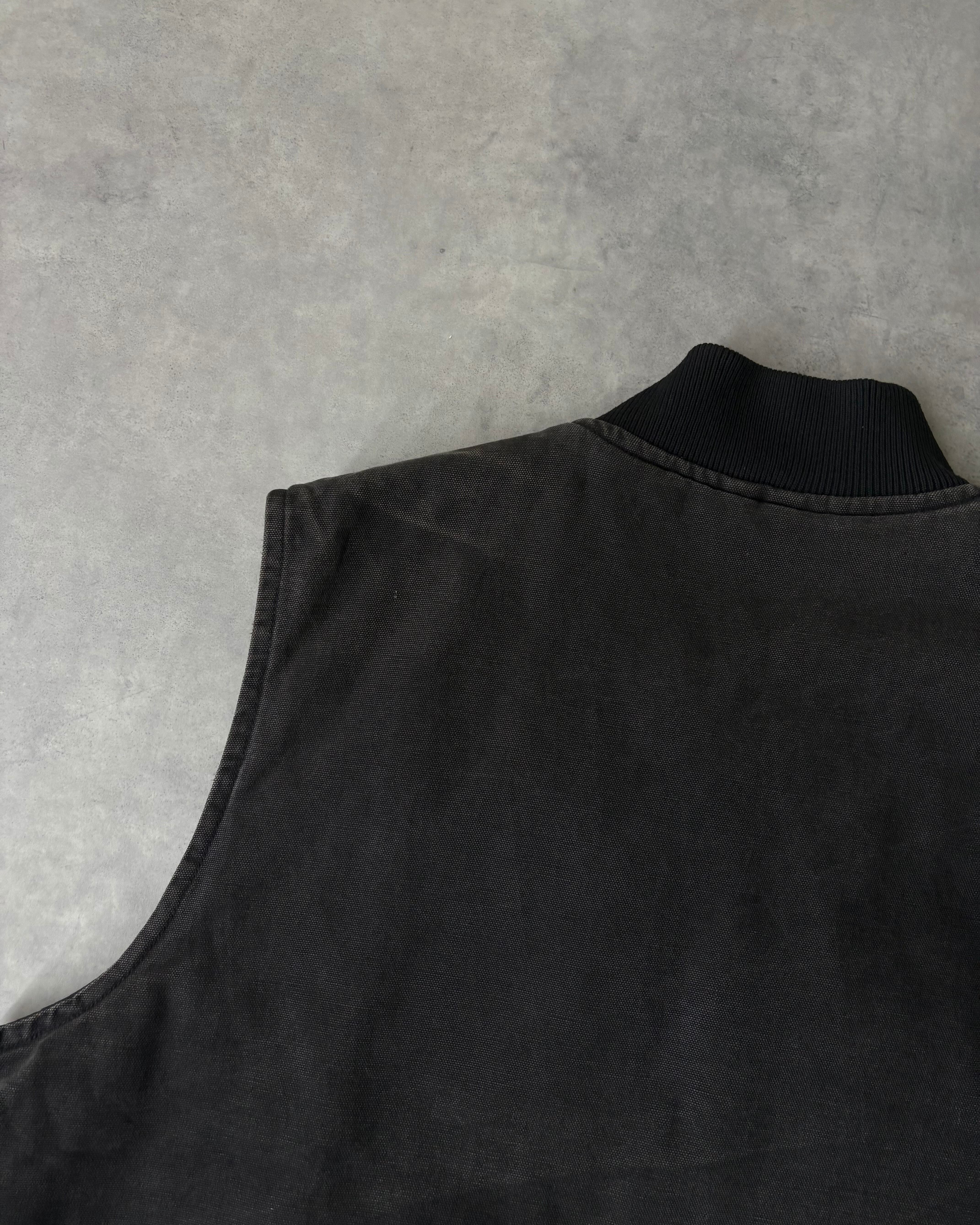 90s Carhartt Fade-Black Zip-up Duck Vest | VOLAR