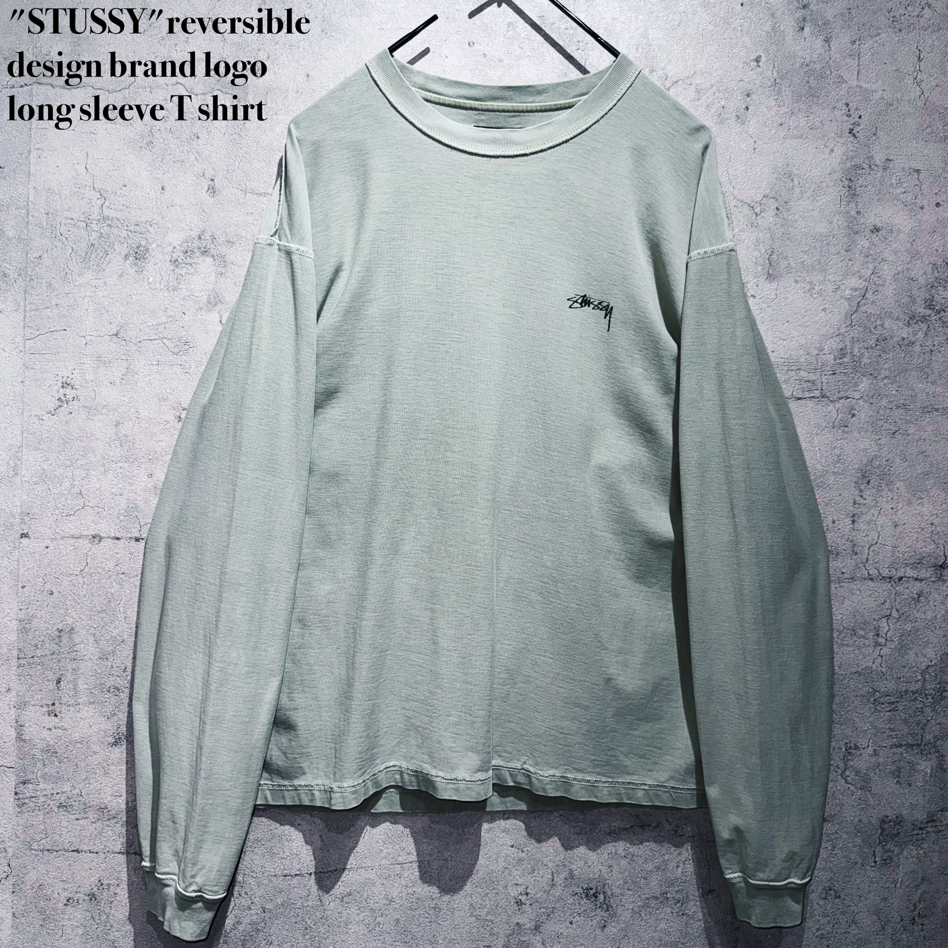 "STUSSY"reversible design brand logo long sleeve T shirt
