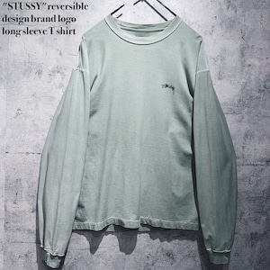 "STUSSY"reversible design brand logo long sleeve T shirt