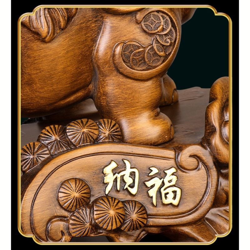 特大　木製　象の置物　木彫　風水　金運・幸運　縁起物 ペア大象 置物 象 ゾウ 木彫風 風水 樹脂製 風水グッズ 開運招福 長寿
