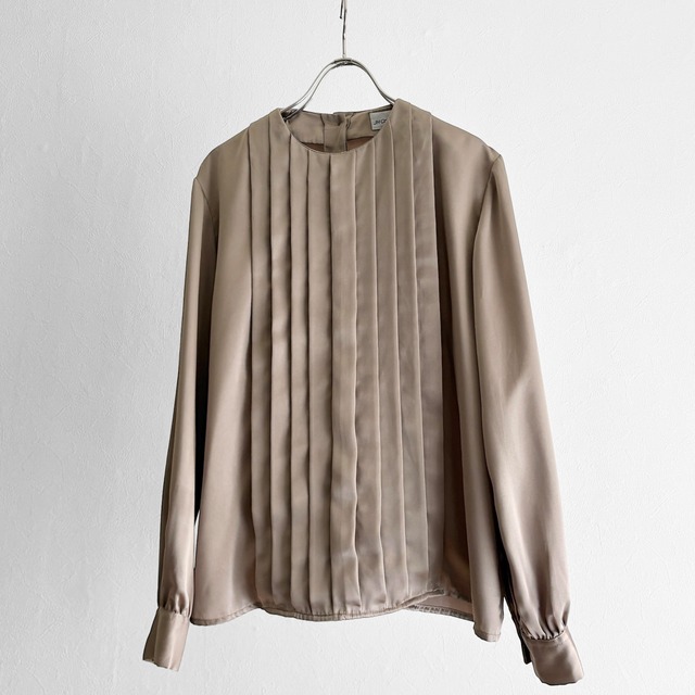 Graige Pleated Front Collarless Blouse made in USA