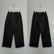 【受注予約:10月上旬入荷予定】裾レースタックワイドPT/チャコールブラウン