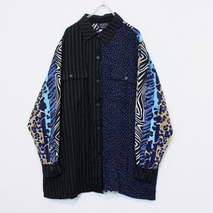 【Caka act2】"KOOS" Multiple Textile Swiching Loose Shirt Jacket