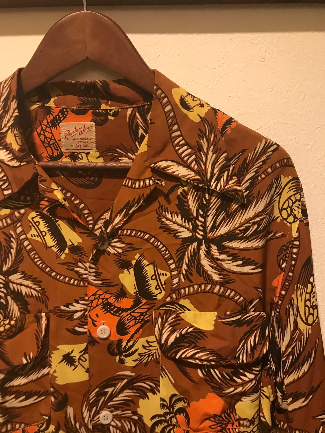 40年代 vintage RANDOM WEAR ロングスリーブ レーヨン アロハシャツ 