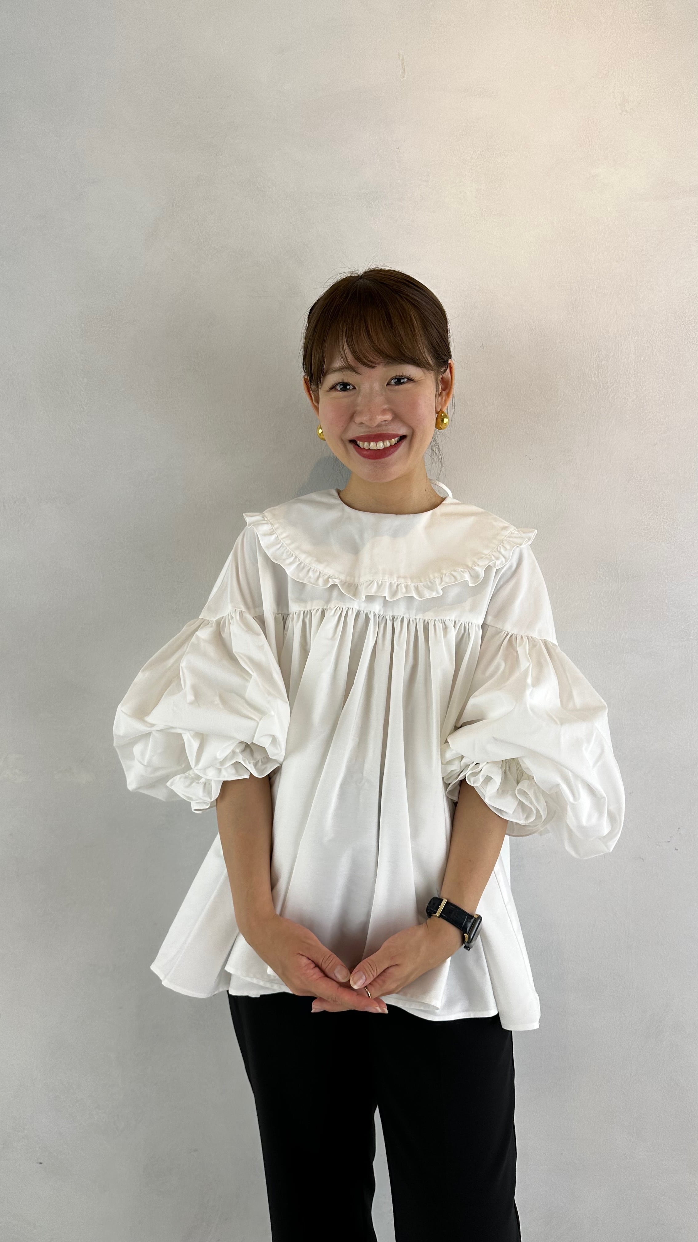 再販】フリルカラーブラウス_ホワイト | YOIHI 