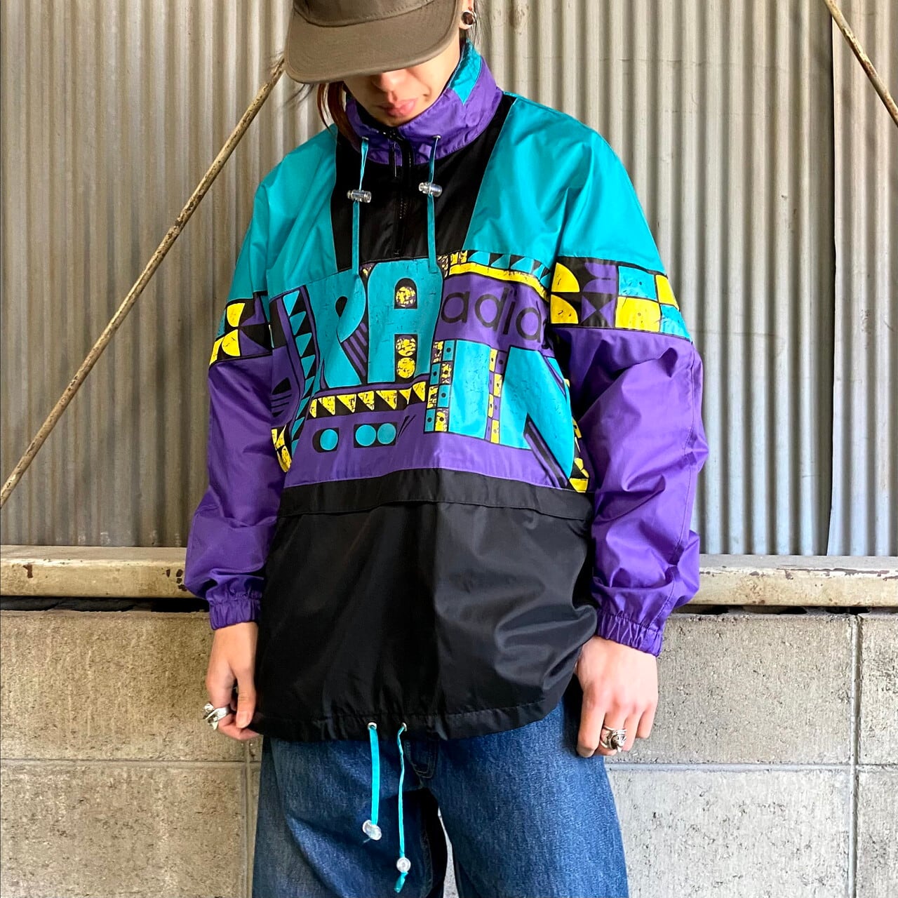 80〜90年代 adidas アディダス RAIN ハーフジップ プルオーバー 