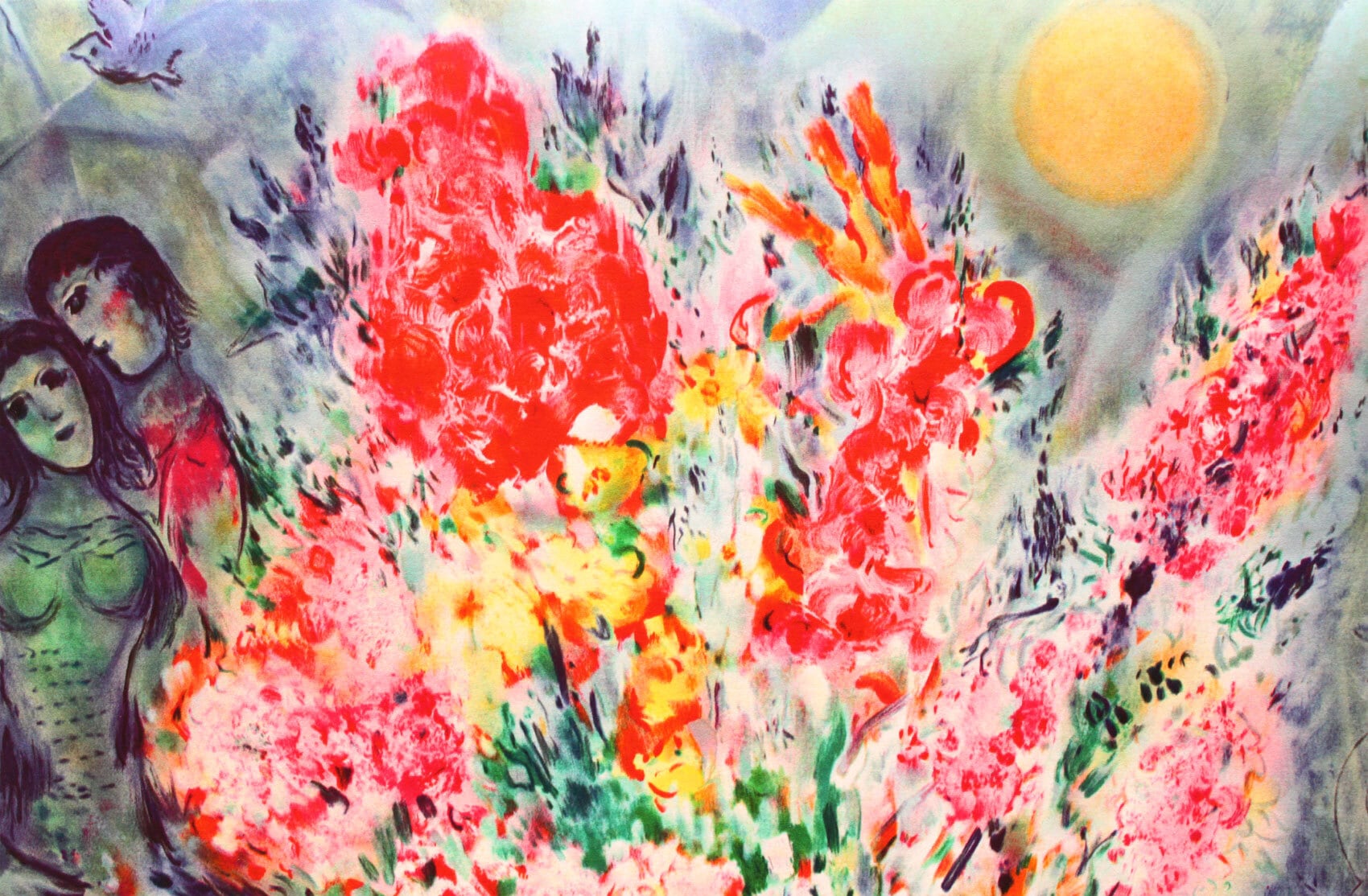 マルク・シャガール絵画「花束」作品証明書・展示用フック・限定375部エディション付複製画ジークレ