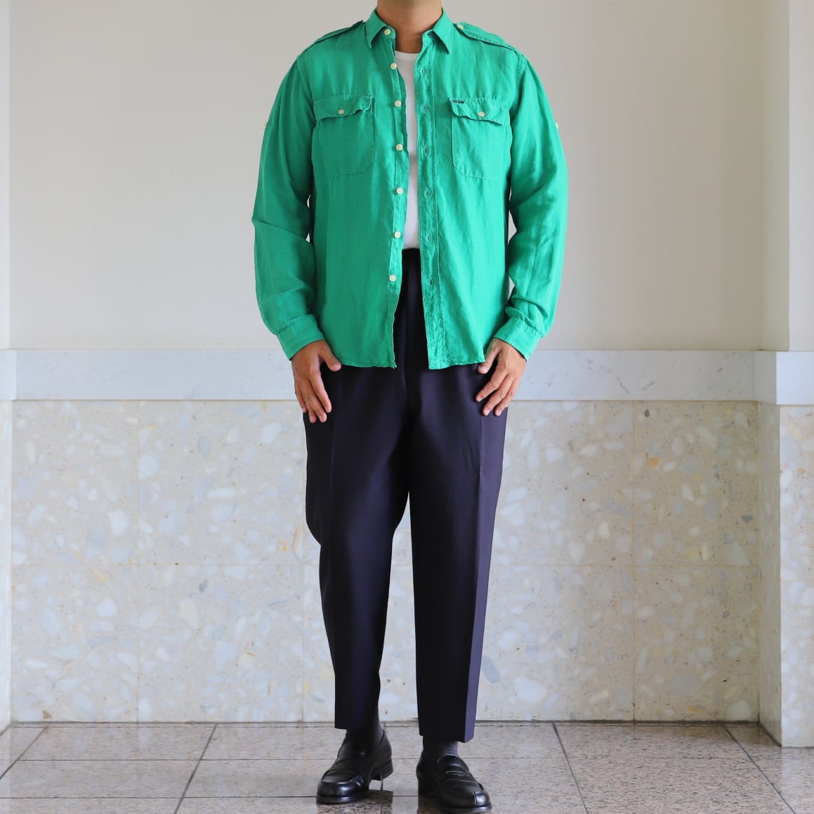 極美品】90s Ralph Lauren special linen silk work shirts Vintage