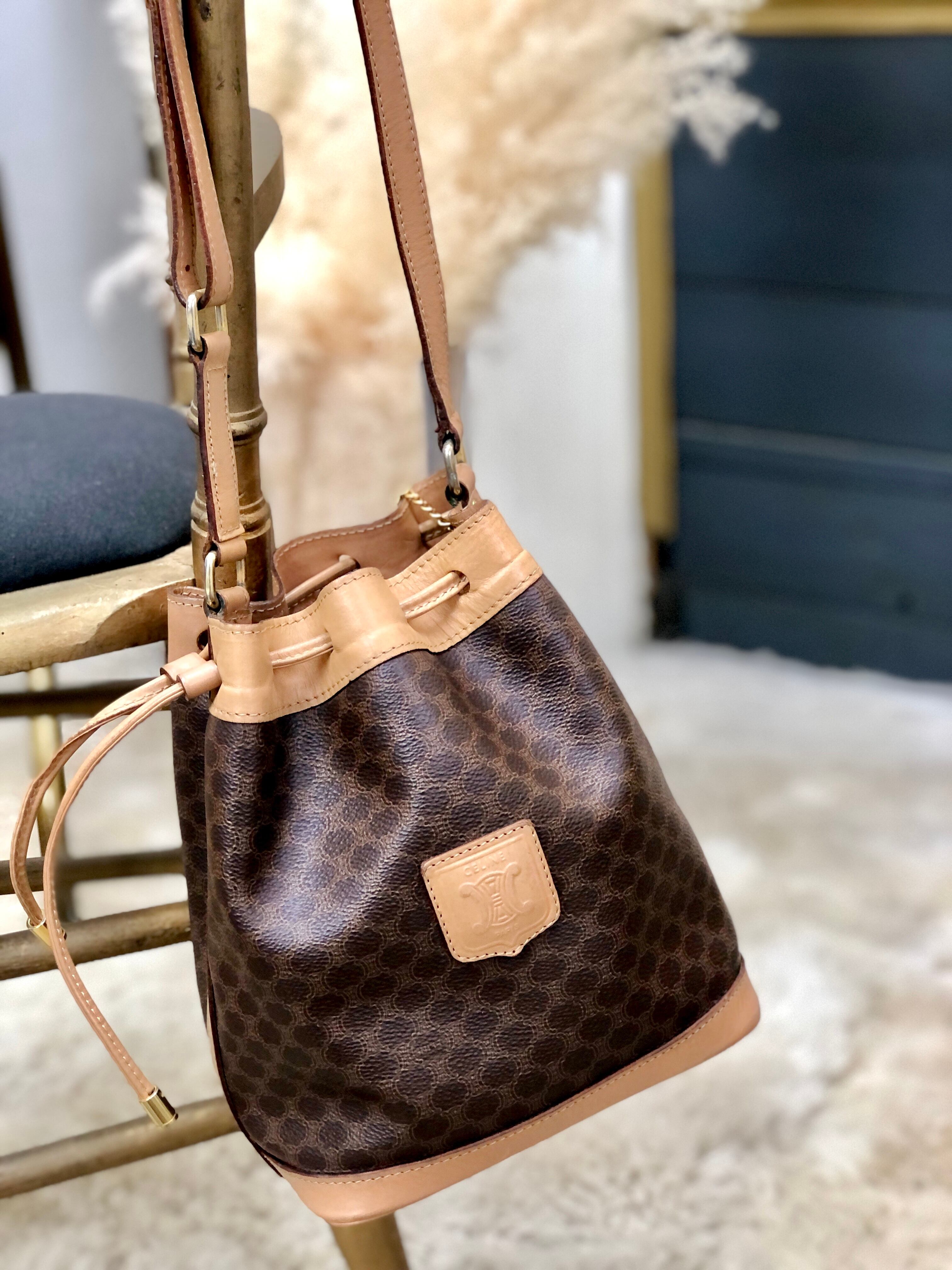 CELINE セリーヌ　マカダム　巾着　ミニバッグ　ショルダーバッグ　ブラウン　vintage　ヴィンテージ　オールドセリーヌ　wy5exv |  VintageShop solo powered by BASE