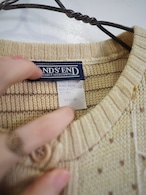 1990‘s Lands’ End Dot Knit Crewneck Cardigan