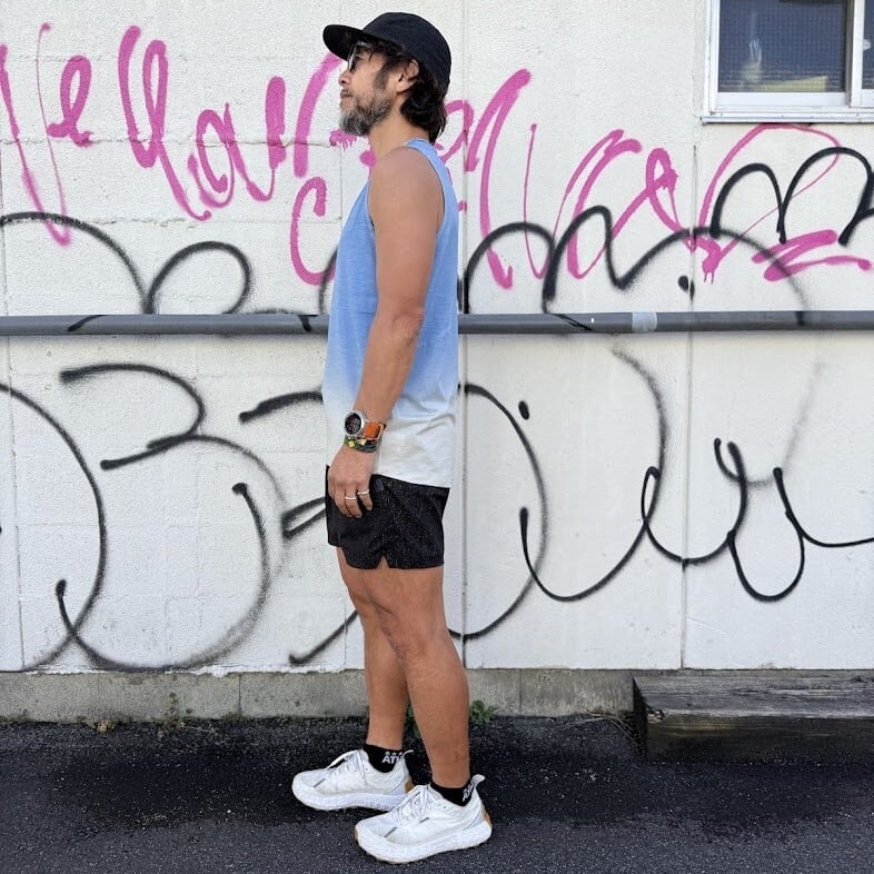 charbon / REDA WOOL DIP DYE SLEEVELESS T-SHIRT(Light Blue) | 道が