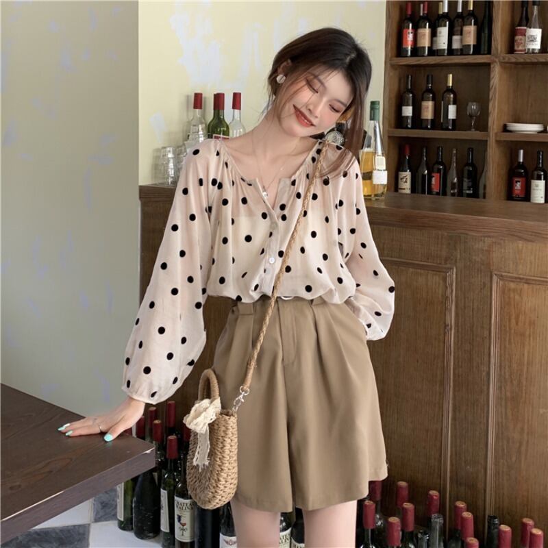 カジュアルレディースサマースリーブシャツ ハイウェストウェストショーツ 夏物 ブルマー 1号婦人83784679879
