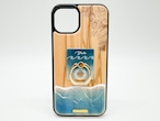 Hang loose/wood×resin marine blue wave case(olive wood)