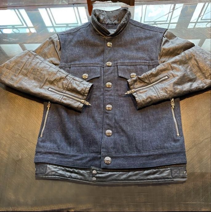 CHROME HEARTS ワックスドコットンアーム切替Gジャンデニムジャケット CHROME HEARTS クロムハーツ デニム 襟アーム ワックスコットン切替