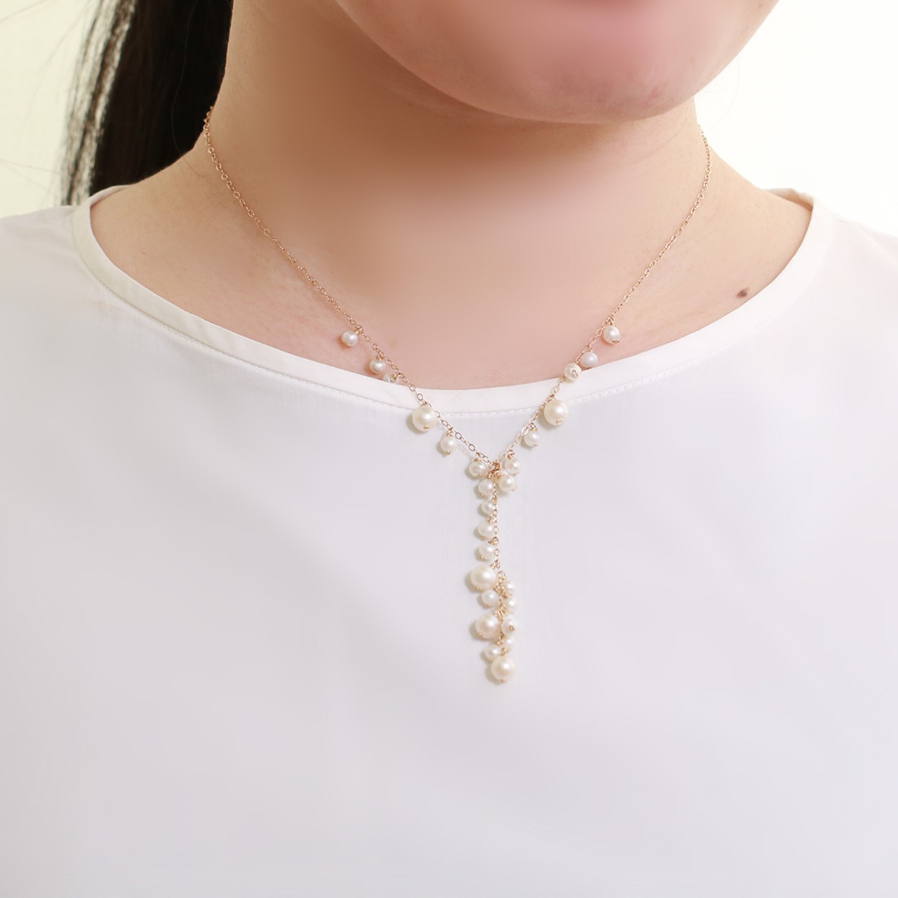 華麗なゴールドをあしらったデザイン！K14gf 淡水パール デザイン チェーン ネックレス ne1000