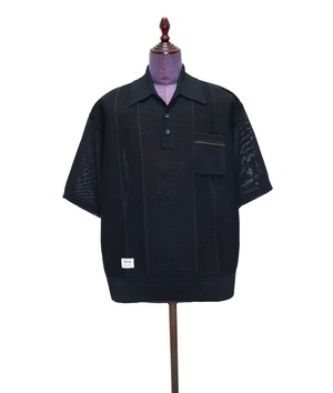 Grandfather knit polo　　【BLACK】