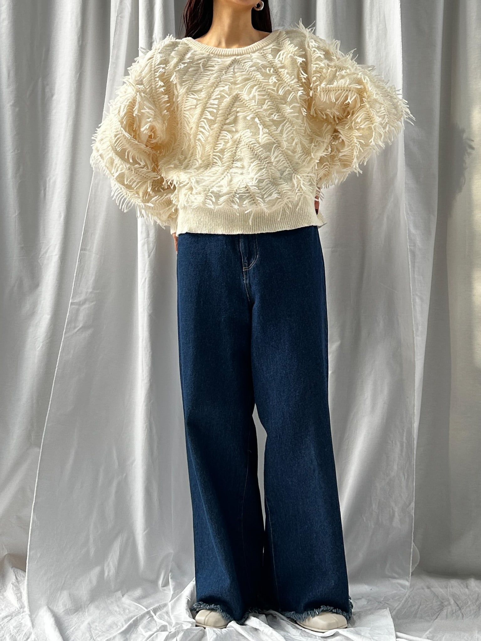 2WAY SHAGGY KNIT TOP(ﾂｰｳｪｲｼｬｷﾞｰﾆｯﾄﾄｯﾌﾟｽ）【5541102】select by Bab