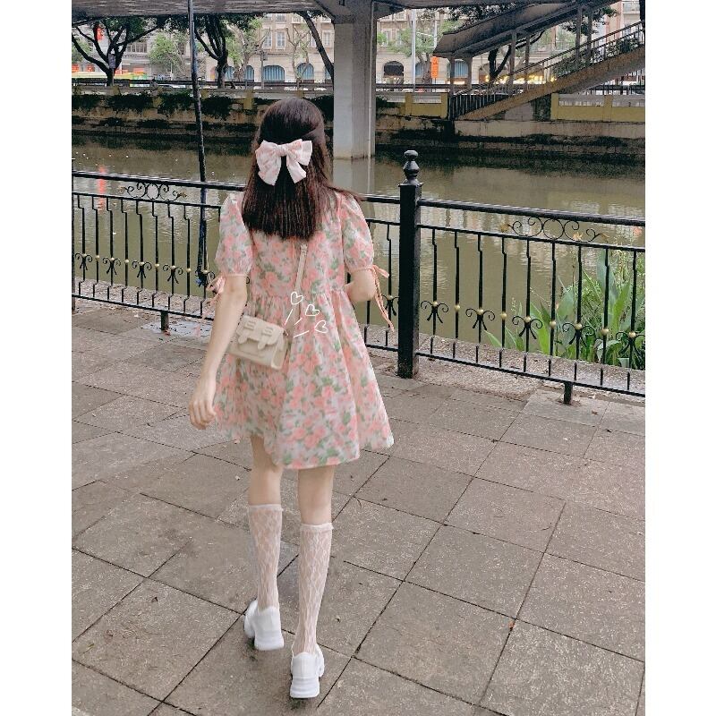 スタイルスカート サマースタンダードFlowerデザイン ホワイトドレス レトロ 夏物 フラワーデザイン 萌量不足84514949094