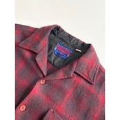 60s PONDEROSA "OMBRE CHECK" WOOL OPEN COLLAR SHIRT Size L