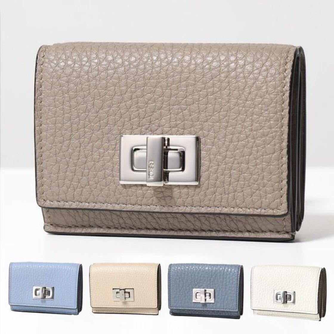 1円 FENDI フェンディ ピーカブー レザー 二つ折り 長財布 ウォレット 